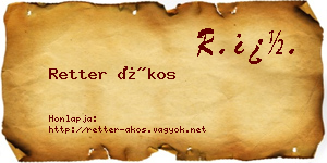 Retter Ákos névjegykártya